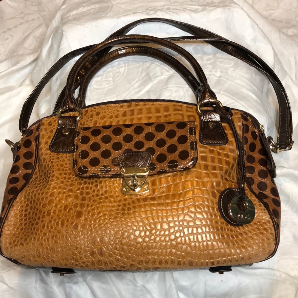 MC faux leather brown embossed purse